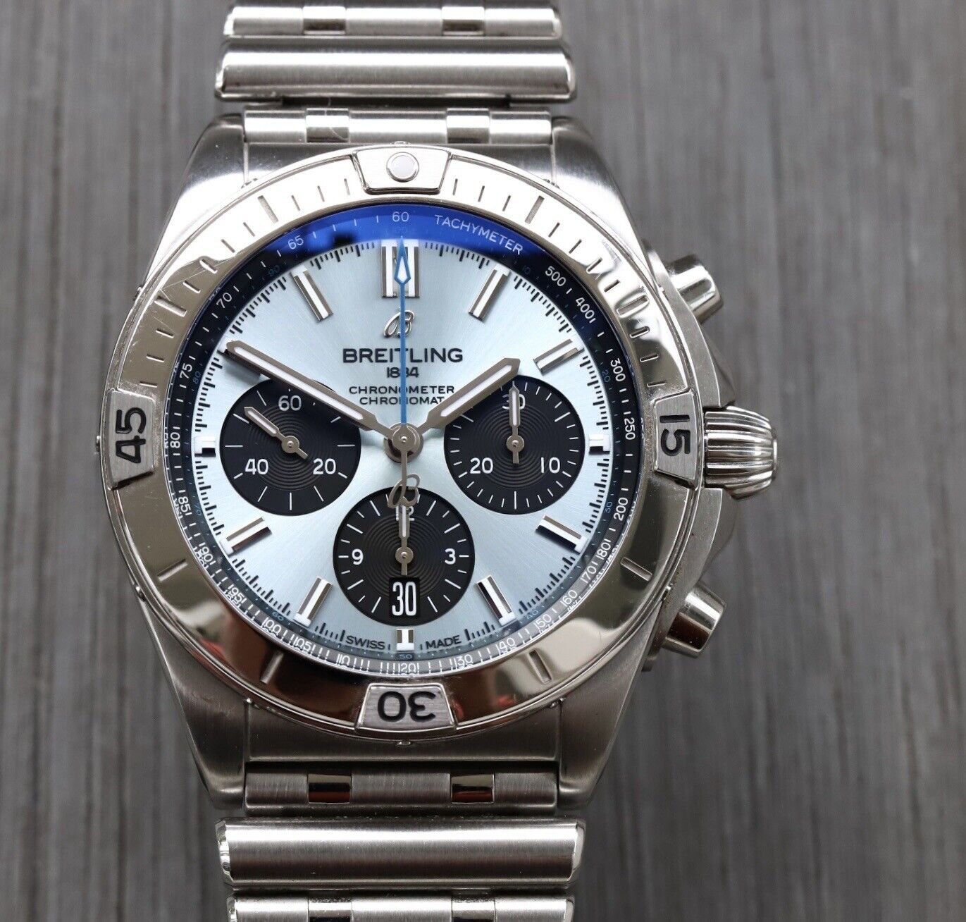 Breitling Chronomat B01 Ice Blue Stainless Steel Platinum PB0134 2 Watch Vault Australia