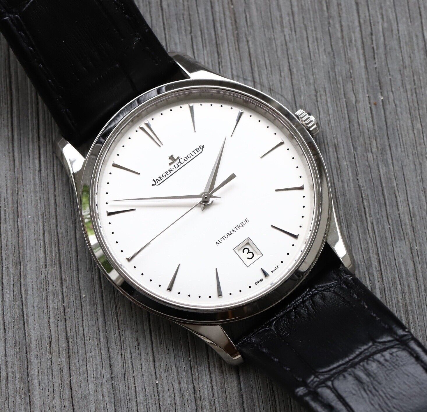 Jaeger LeCoultre Master Ultra Thin Date Steel 39mm Silver Dial