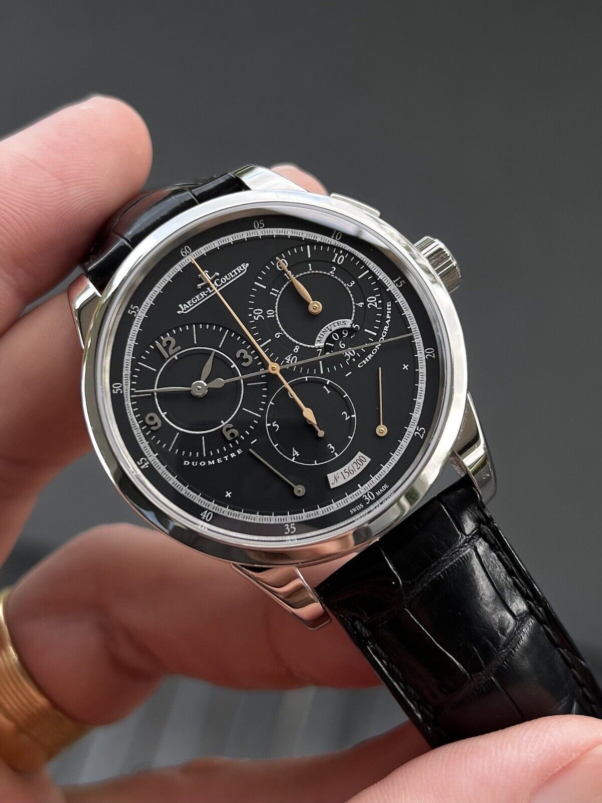 Jaeger LeCoultre Duometre Chronograph White Gold Black Dial